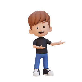 3D cute kid presenting pose png