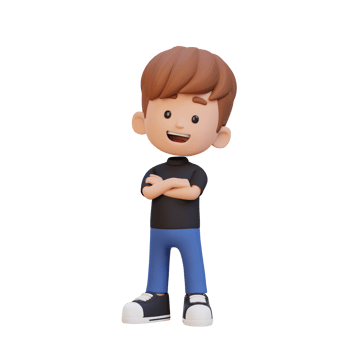 3D cute kid character in confident pose crossed hand png