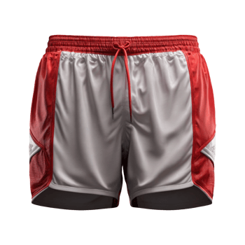 AI generated red and white front sports shorts isolated png