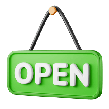 hanging open sign store shop display decor 3d rendering icon illustration isolated png