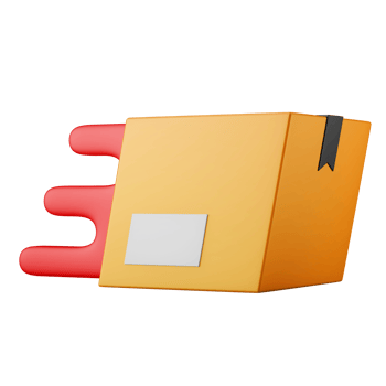quick express delivery box package with speed shape 3d render icon illustration concept isolated png