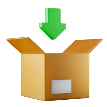 load packing delivery box package with green arrow shape 3d render icon illustration concept isolated png