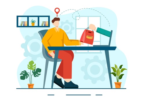 Online Food Delivery Vector Illustration with Order Food on the Phone and it will be Delivered According to the Destination in Flat Cartoon Background