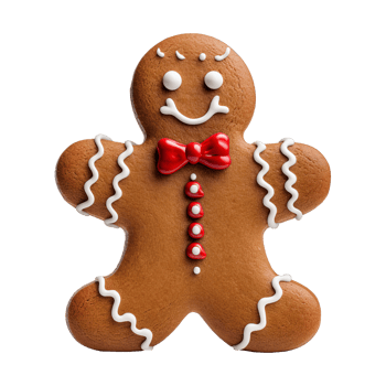 AI generated gingerbread men cookie isolated on transparent background, PNG