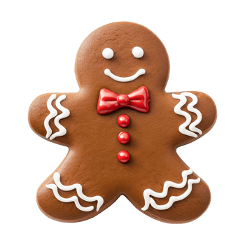 AI generated gingerbread men cookie isolated on transparent background, PNG