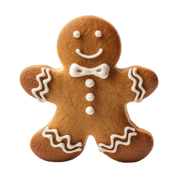 AI generated gingerbread men cookie isolated on transparent background, PNG
