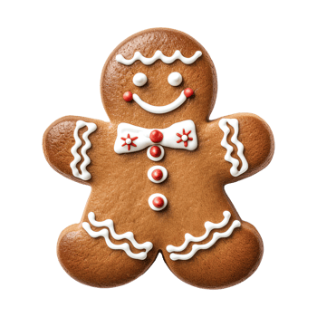 AI generated gingerbread men cookie isolated on transparent background, PNG