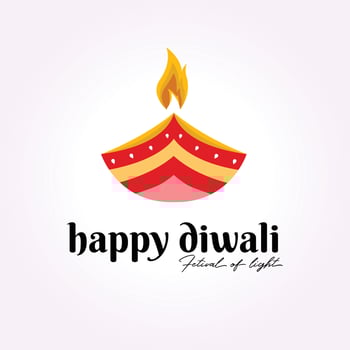 candle vintage design vector logo happy diwali, deepavali illustration icon