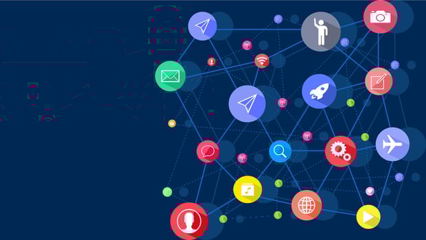 Entity association Network. Social media. Abstract Internet communication Small networks connect to large networks eps vector