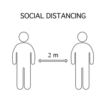 Social distancing set of icons.silhouettes with arrow distance between. Can be used during coronavirus covid19 outbreak prevention vector
