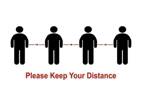 Please keep your distance Vector illustration of one meter of social distance