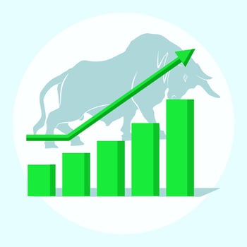 Upward trend graph and bull market. stock market up trend. Vector illustration