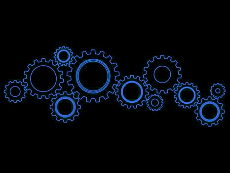 Gear or cog icon on a black background. Mechanism vector.Technology concept vector