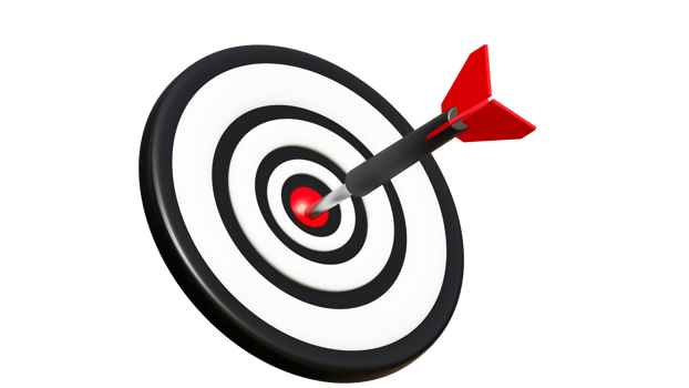 3D rendering of darts on target, Success goals concept png