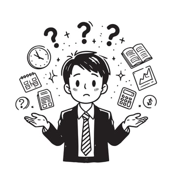 cartoon man thinking wondering hand drawn illustrator vector