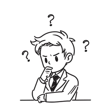 cartoon man thinking wondering hand drawn illustrator vector