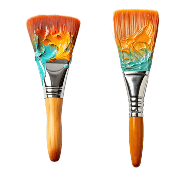 AI generated Paint Brush Collection with Colorful Stains png