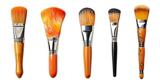 AI generated set collection of paint brushes of various sizes png