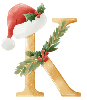 Watercolor Gold Christmas Winter forest Floral Alphabet with bell, pine, holy berry, Woodland botanical Floral letters set element for baby shower invite, wedding monogram initials png