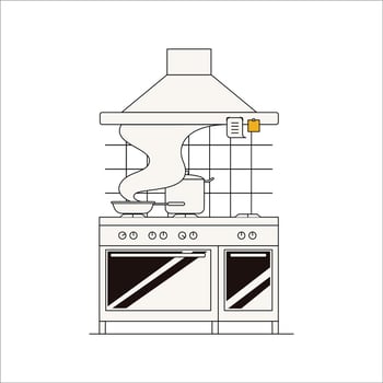 Vector illustration of an electric stove with a gas burner. Flat line style.