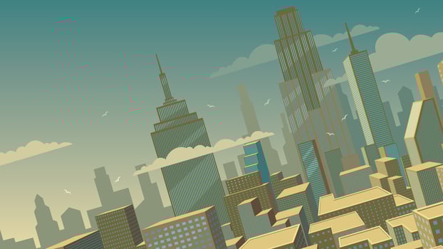 Tilted Cartoon Cityscape vector