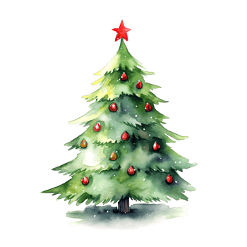 AI generated Watercolor Christmas Trees. Clipart. AI generated. png