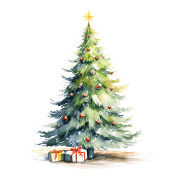 AI generated Watercolor Christmas Trees. Clipart. AI generated. png