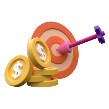 unique 3d render money goal icon illustration.Realistic vector illustration png
