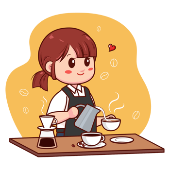Cute Cartoon Character Woman Barista png