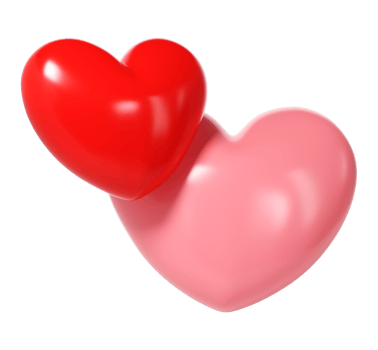 3d pink and red glossy love hearts transparent. Suitable for Valentine day, Mother day, Women day, wedding, sticker, greeting card. February 14th png