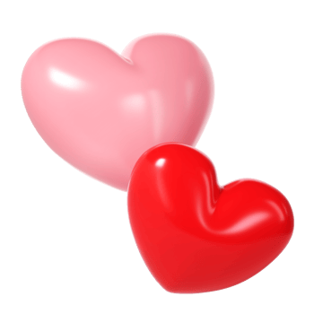 3d pink and red glossy love hearts transparent. Suitable for Valentine day, Mother day, Women day, wedding, sticker, greeting card. February 14th png