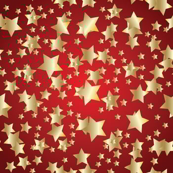 Golden stars  on luxury red   Christmas background. Night sky seamless pattern vector