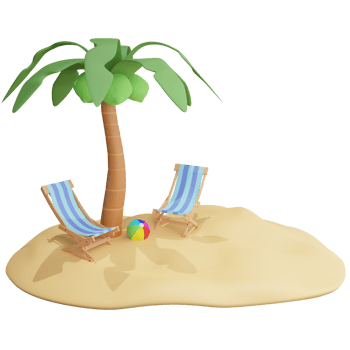 Beach clipart flat design icon isolated on transparent background, 3D render Summer and beach concept png