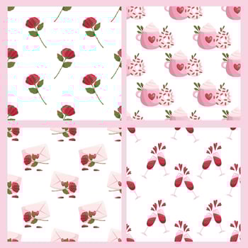 Collection of seamless pattern for wedding and valentine day vector