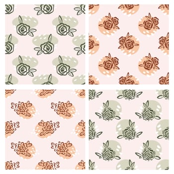 Flower seamless pattern collection vector