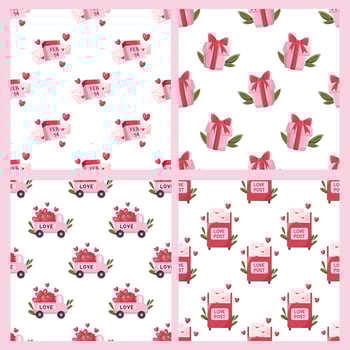 Collection of seamless pattern for Valentines day and wedding vector
