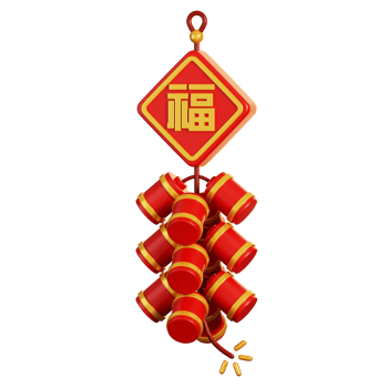 Chinese firecrackers decoration. Chinese new year elements cartoon icon. 3D rendering png