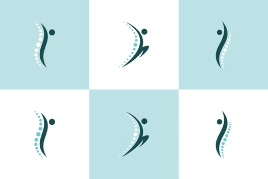 collection of chiropractic logo design with spine concept vector