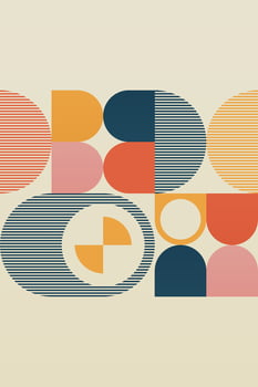 Abstract Geometric Bauhaus Wall Decoration Poster. Mid Century Modern Wall Art vector
