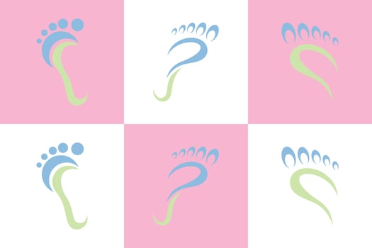 set of Foot  logo design health illustration woman pedicure salon and clinic premium vector
