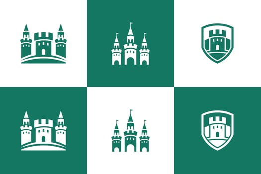 set of castle logo design inspiration with template creative concept vector