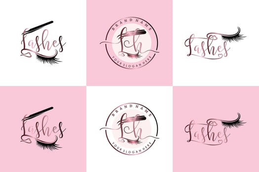 collection of Eyelash logo design for lashes beauty salon with unique concept premium vector