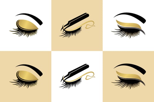 collection of Eyelash logo design for lashes beauty salon with unique concept premium vector