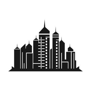 A City Building Silhouette vector isolated on a white background