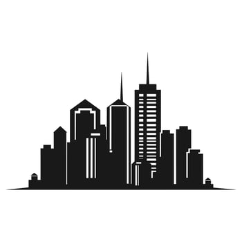 A City Building Silhouette vector isolated on a white background