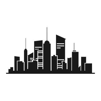 A City Building Silhouette vector isolated on a white background