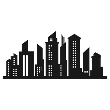 A City Building Silhouette vector isolated on a white background