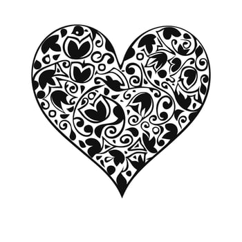 A Decorative love heart symbol clipart, A doodle heart vector isolated on a white background
