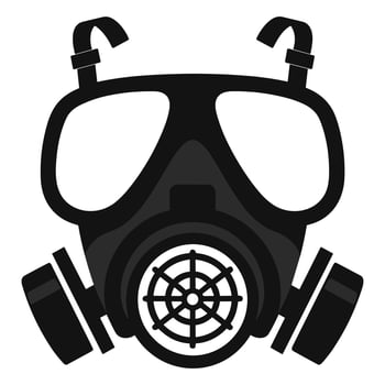 A silhouette of Respirator mask isolated on a white background, A Respirator gas mask vector