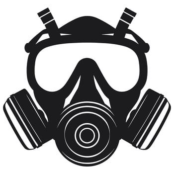 A silhouette of Respirator mask isolated on a white background, A Respirator gas mask vector free